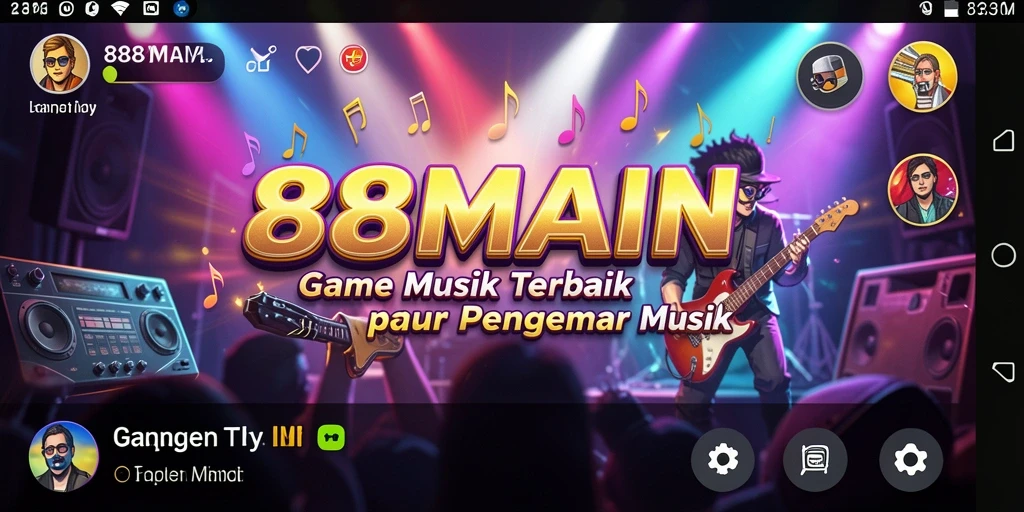 Tampilan gameplay 88MAIN dengan berbagai alat musik yang menarik.