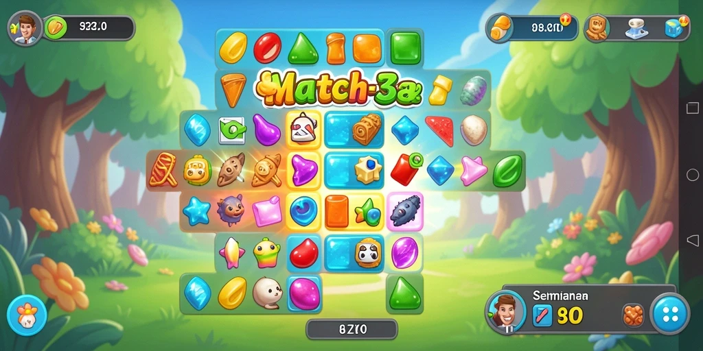 Tampilan menarik dari gameplay Match-3 8ZK.
