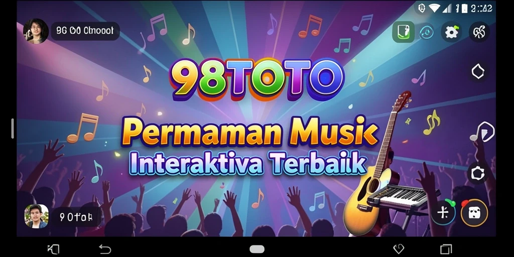Tampilan gameplay interaktif 98TOTO dengan musik seru.