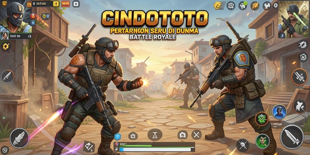 Screenshot gameplay CINDOTOTO menampilkan aksi seru pertarungan Battle Royale.