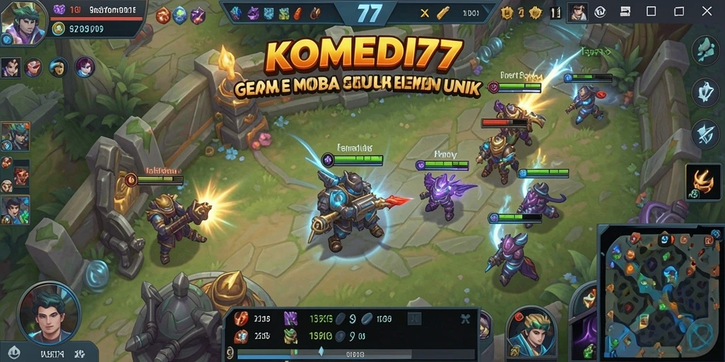 Tangkapan layar aksi gameplay seru di KOMEDI77 dengan karakter unik.
