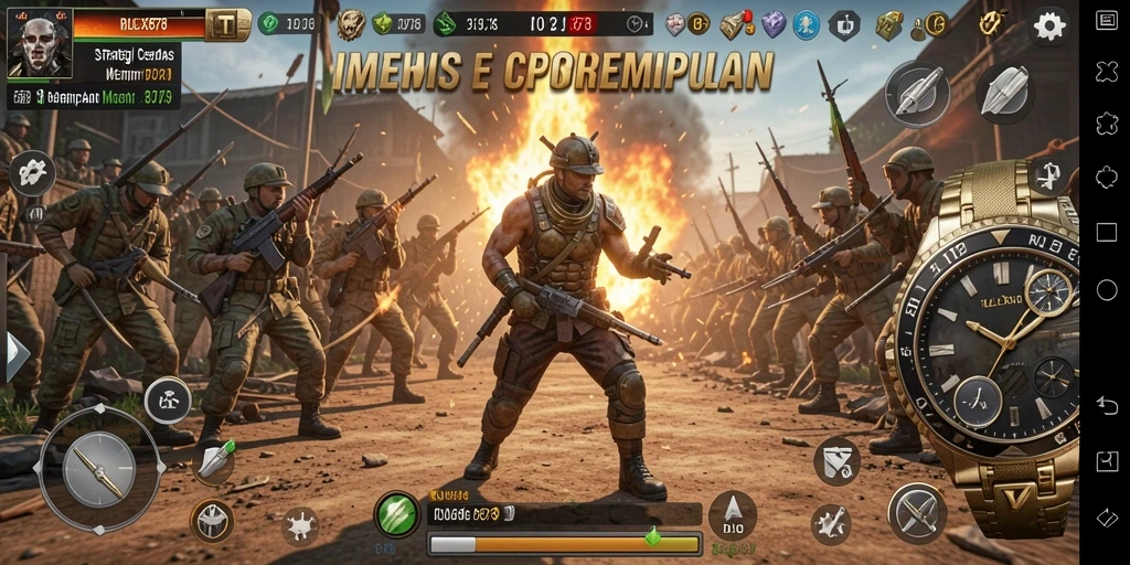 Tampilan gameplay strategi yang mendebarkan dan penuh aksi.